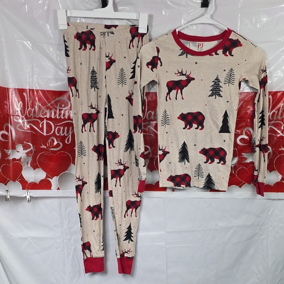 Place Other - PJ Place Pajama Set with Moose and Tree Print Size 12